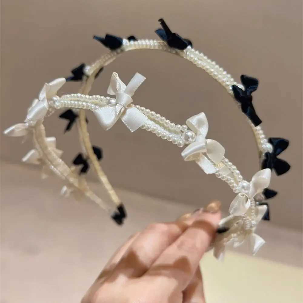 Korean Style Elegant Pearl Hair Band for Women Sweet Bow Headband Hair Hoops Head Band Lady Fashion Headwear Hair Accessories D260326