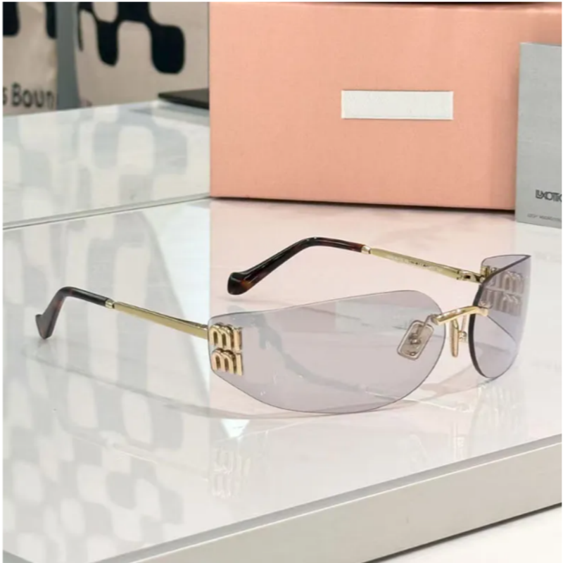 Sunglasses Womens Designer Sunglasses Mens Curved mirror Classic luxury fashion Trend Frameless outdoor Women sunglasses UV400 Polarized glasses with box