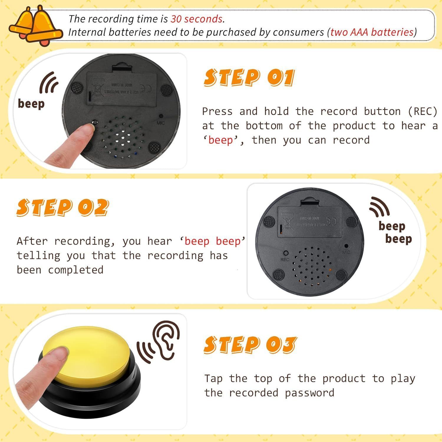 Dog Training Obedience Voice Recording Button Pet Toys Dog Buttons for Communication Pet Training Buzzer Recordable Talking Button Intelligence Toy 23