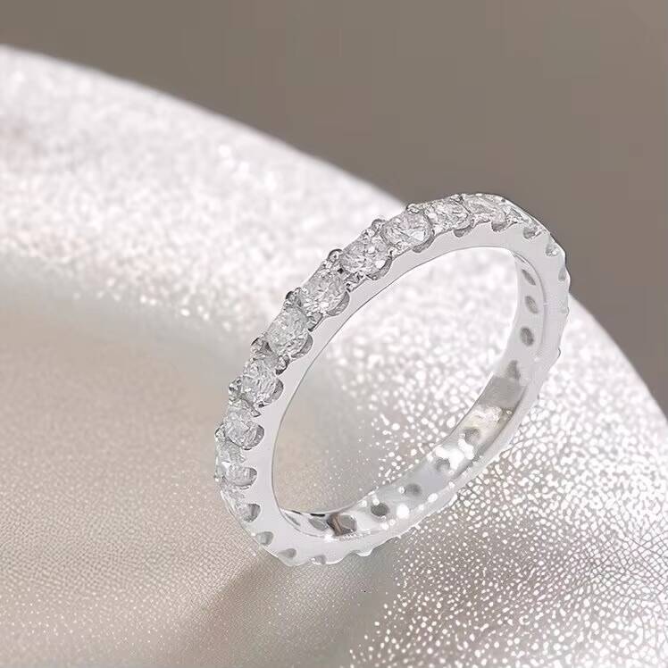 Yuanmei Factory Direct Sales 18K Gold Cultivated Round Diamond Full Ring Shining Party Gift Suitable for Women