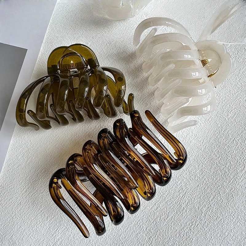 French Large Hollow Out Hair Claw Clips Crab Clamps Women Girls Ponytail Big Acrylic Hair Barrettes Hairpin Hair Accessories Fas H260326