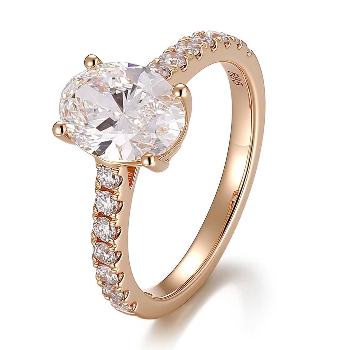 18K Solid Yellow Gold Fine Jewelry Ring Customizable Designer Oval Cut D VVS Lab Grown Diamond Wedding Engagement Gift for Women
