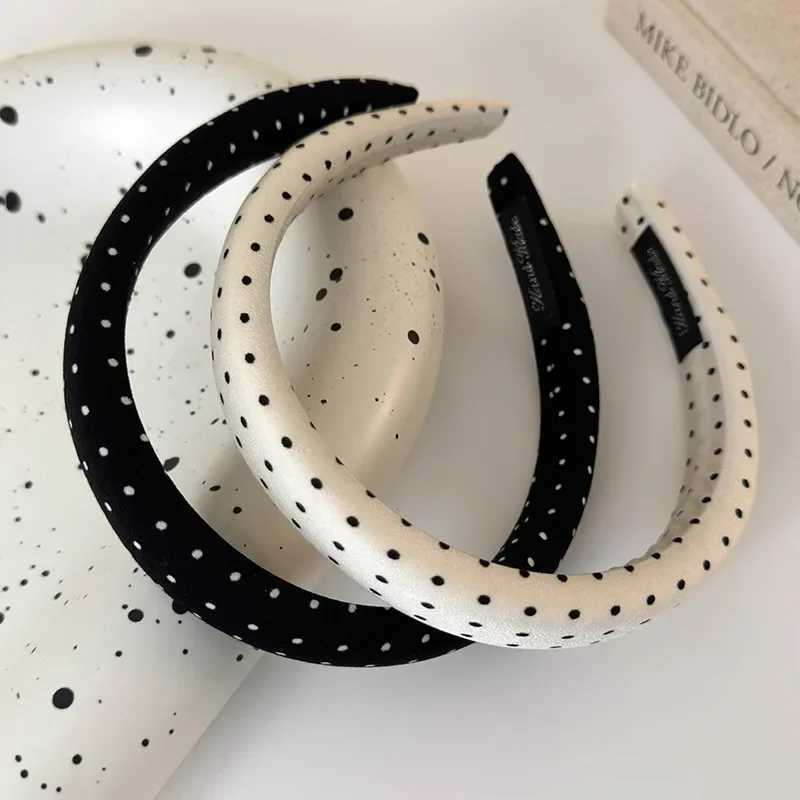 Retro Satin Polka Dot Sponge Headbands for Woman Fashion Temperament Hair Hoop Wash Face Hair Band Female Party Hair Accessories D260326