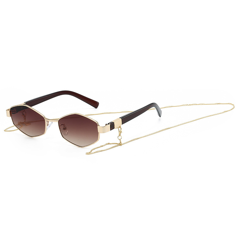 Sunglasses For Women Vintage Diamond-Shaped High-End New Internet Celebrity Sun Protection Street Style With Designer Sunglasses Chain Fashion