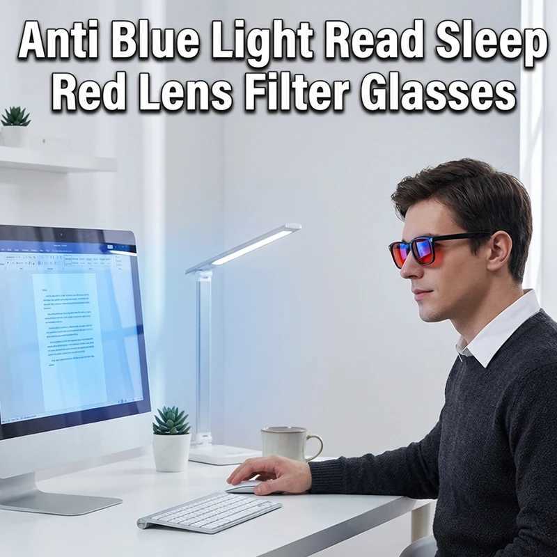 Blue Light Blocking Glasses Men Women 2026 Luxury Brand Read Sleep Red Lens Computer Gaming Eyeglasses Change Color Sunglasses D260326