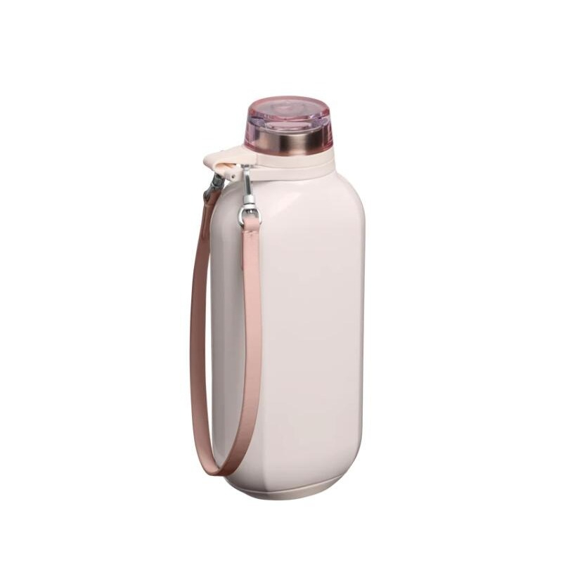 16oz Clutch Bottle Leakproof Stainless Steel Insulated Water Bottle with Wrist Strap Non Round Double Wall Vacuum Tethered Twist Off Cap BPA Free for Outdoor Travel