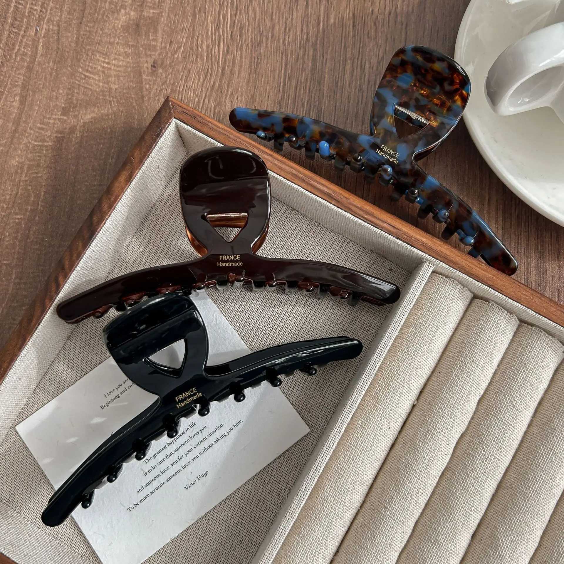 2026 Korean Series Acetic Acid Hair Claws for Women High-End Large Shark Clip Back of Head Hair Volume Multiple Accessory Gift H260326