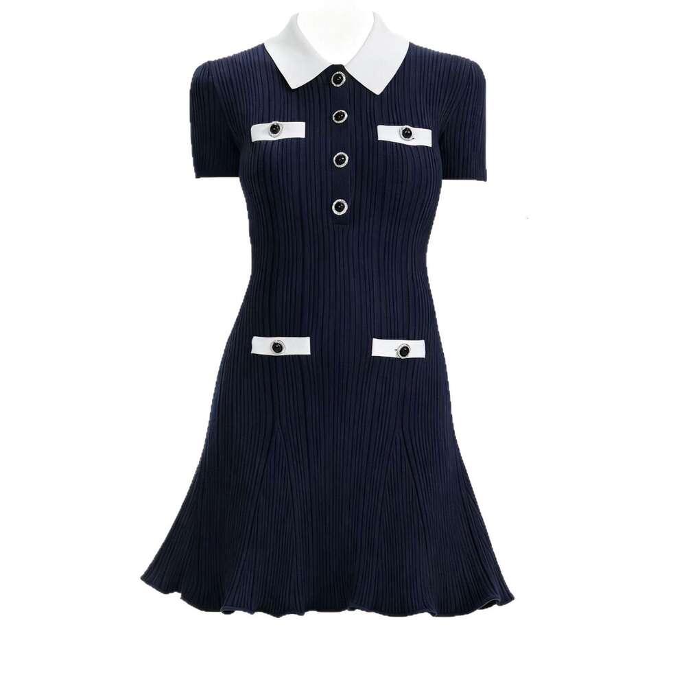 2026 Autumn/Winter New Designer French cc Elegant k30 Women's Single breasted Knitted Mermaid Dress