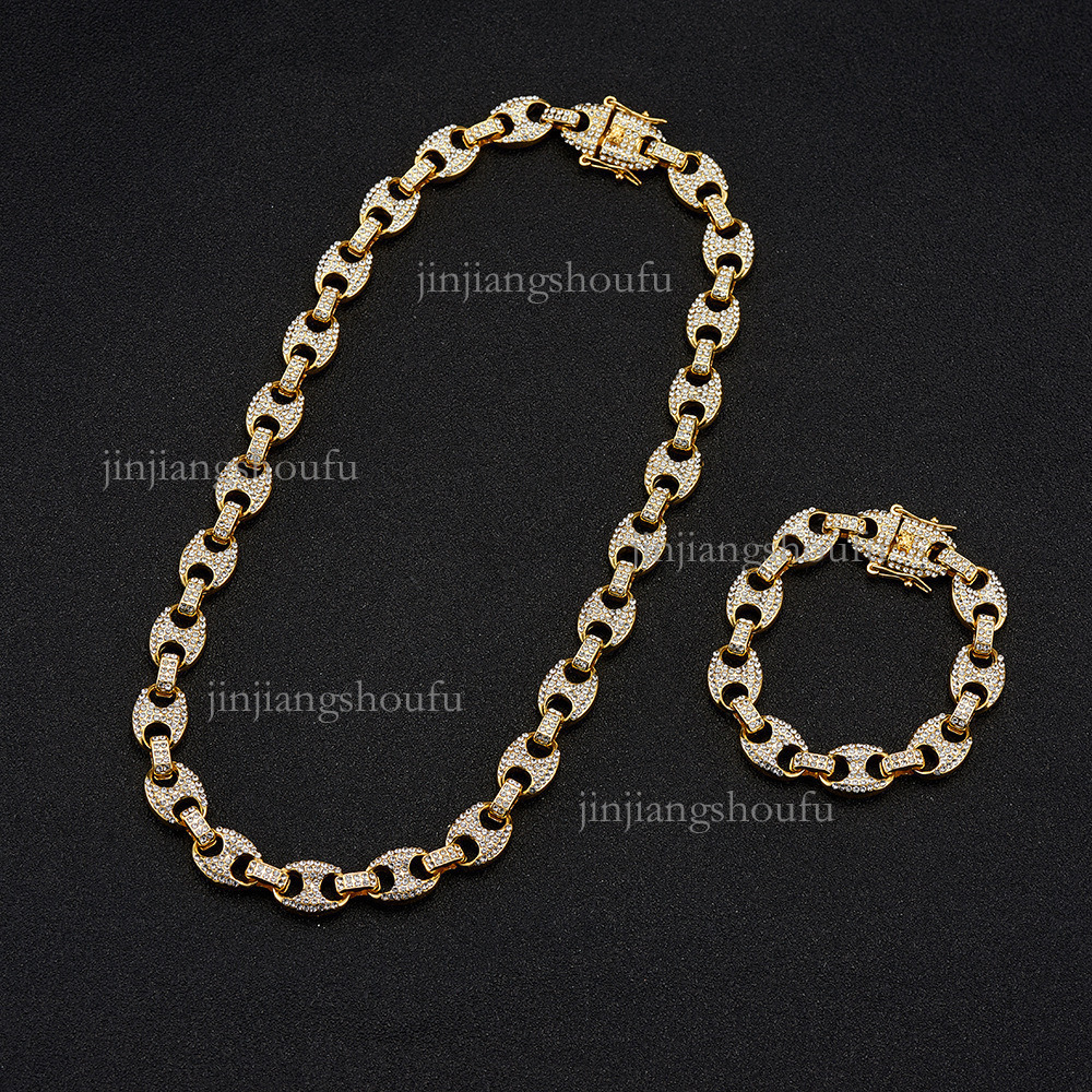 2026 Designer Men's Cuban Chain Luxury Men's Jewelry Accessories Fashion Hip Hop 13mm Pig Nose Necklace Essential Street Alloy Diamond Stain