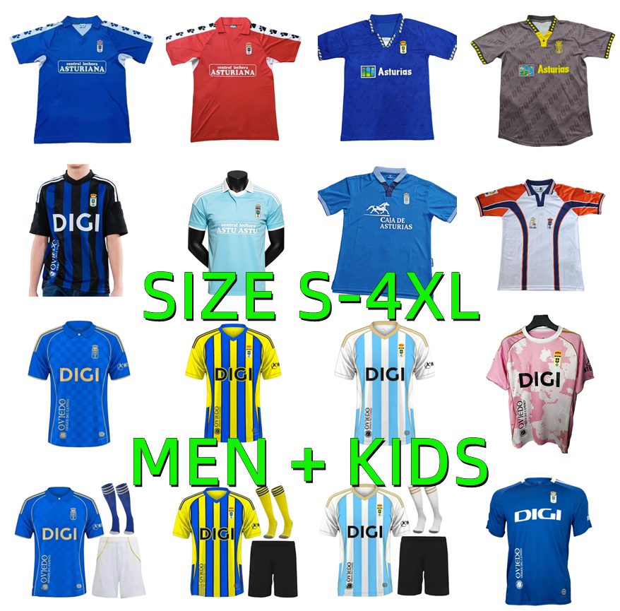 25 26 Real Oviedo Mens Soccer Jersey 1990 1991 1992 1995 1996 Retro JIMMY S. CAZORLA BORJA CAMARASA HUGO ALEMAO SEOANE MOYANO ROMARIO 2025 2026 Men kids Football Shirt