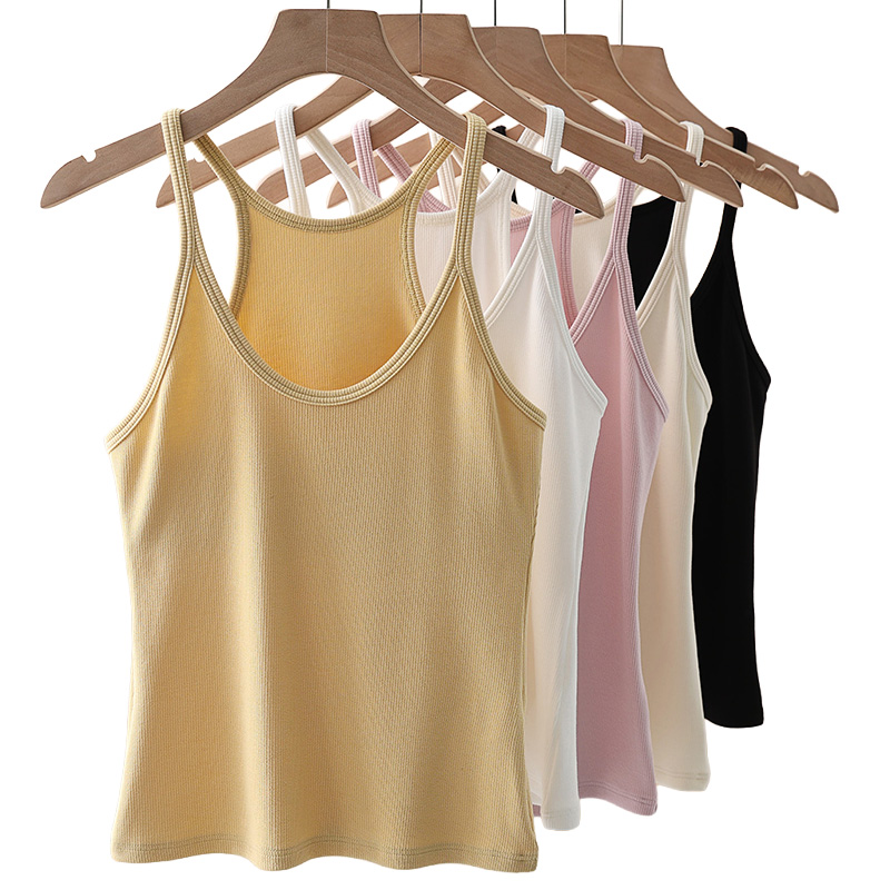 Women Cropped Top Tank Top Anagram Regular Cropped Cotton Jersey Camis Female Femme Knits Tees Designer Embroidery Knitted Sport Breathable Vest Tops