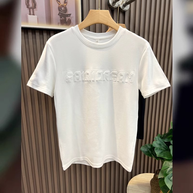 2026 Summer New Arrivals Men's T-Shirts | 3D Letter Graphic Crew Neck Slim-Fit Minimalist Versatile Oversized Short Sleeve Base Layer Tees