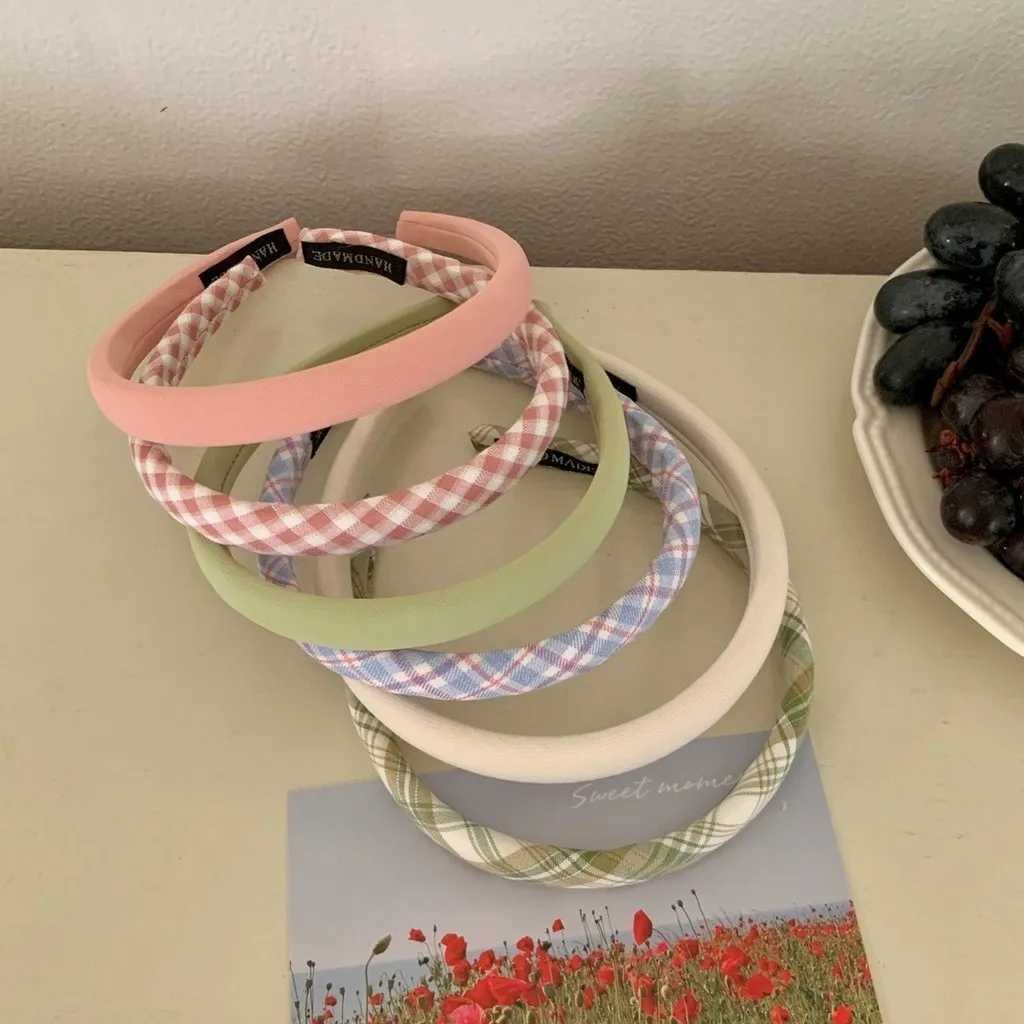 Solid color headband checkered hairpin headband small fragrance headband girl Korean-style noble headband hair ornament D260326