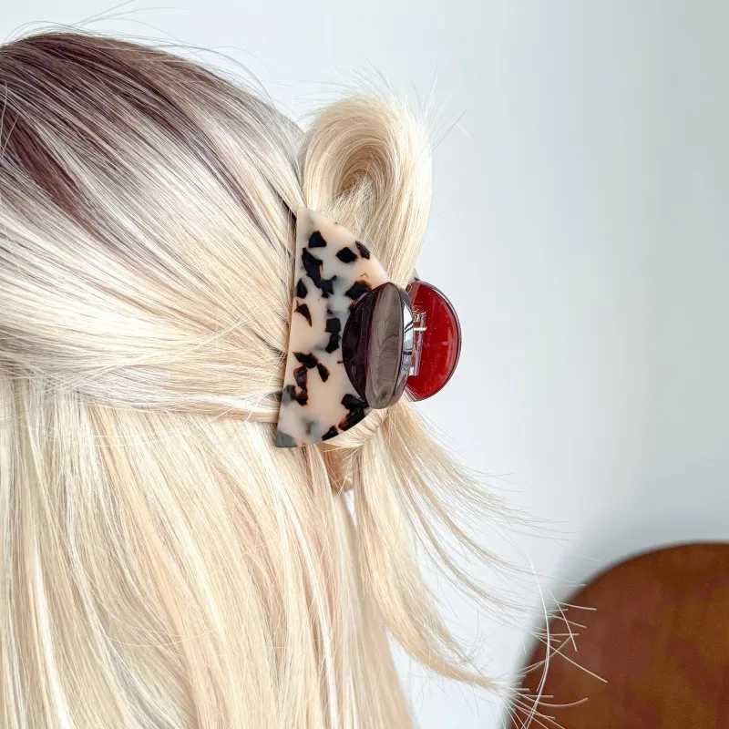Leopard Print Half-Round Mushroom Hair Clips - Thick Acetate Shark Claws for Hair Styling Fashion Hair Accessories H260326