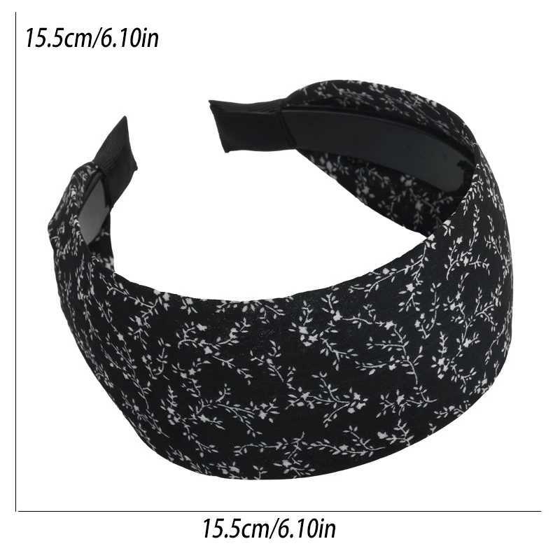 French-style Polka Dot Wide Floral Fabric Headband for Women Fashionable Hair Tie Hair Accessory D260326