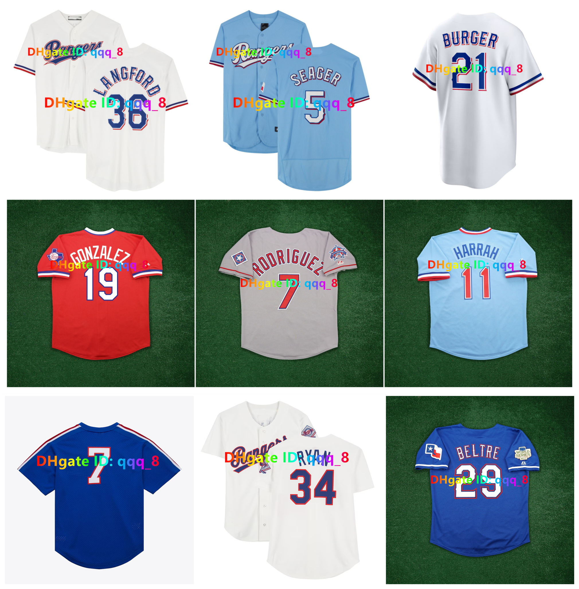 Wyatt Langford Ezequiel Duran Ranger Baseball Jerseys Nolan Ryan Ivan Rodriguez Jonah Heim Corey Seager Adrian Beltre Juan Gonzalez Buddy Bell Burger Size S-4XL