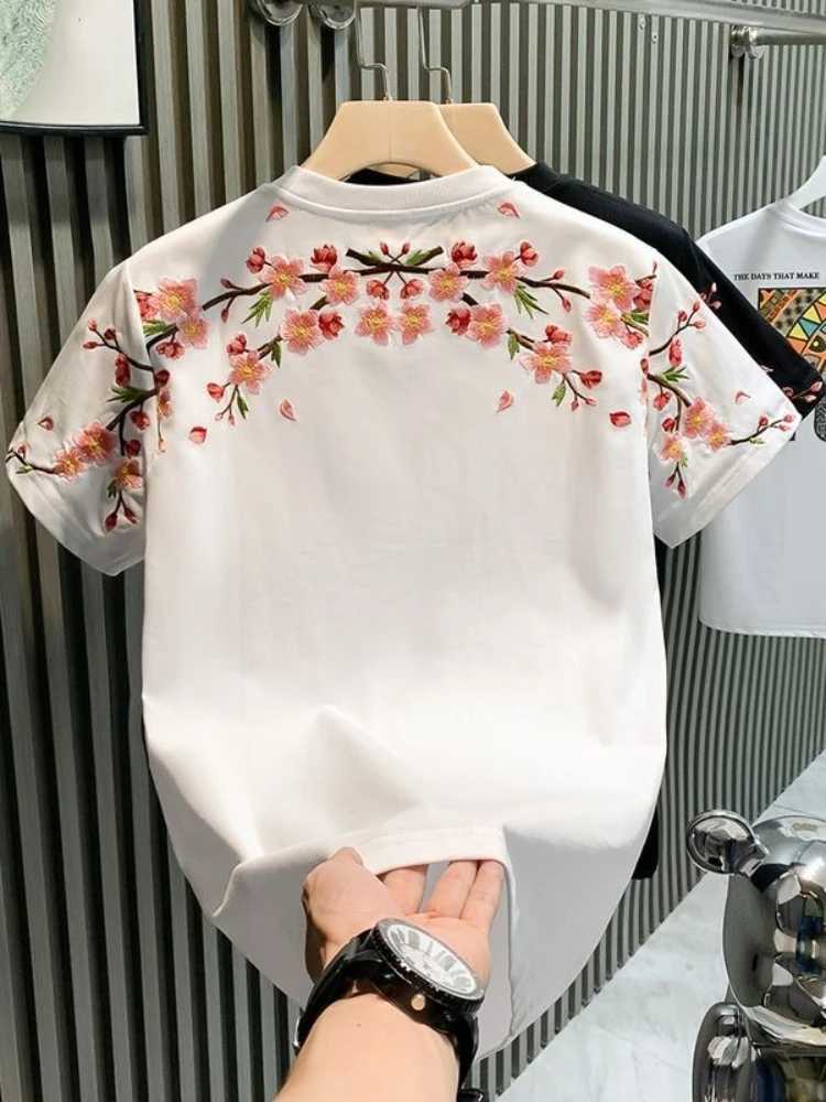 Man Tee Shirts O Neck Top Slim Fit Embroidery T Shirt for Men Party Korean Clothing Ordinary Streetwear Vintage Cheap Clothes C260326