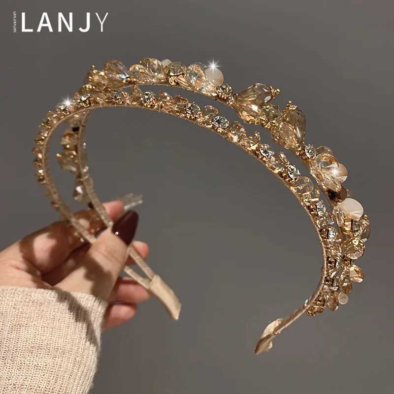 New Fairy style Double layered Crystal hair accessories headband womens Hands Pressed Hair Hoop Versatile Hair Clips for women D260326