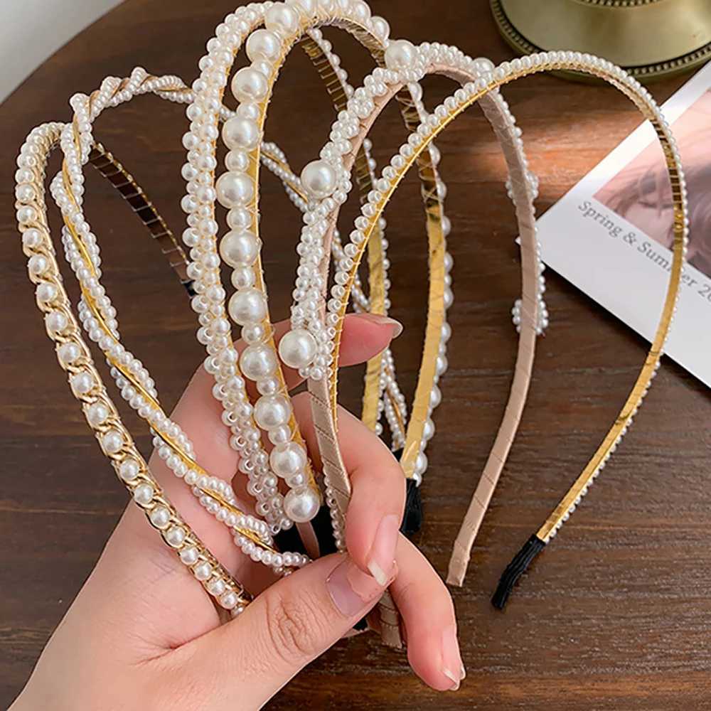 Girls Sweet Headwear Beaded Korean style Bow Pearl Headband Hair Accessories Hair Hoop Hair Band D260326