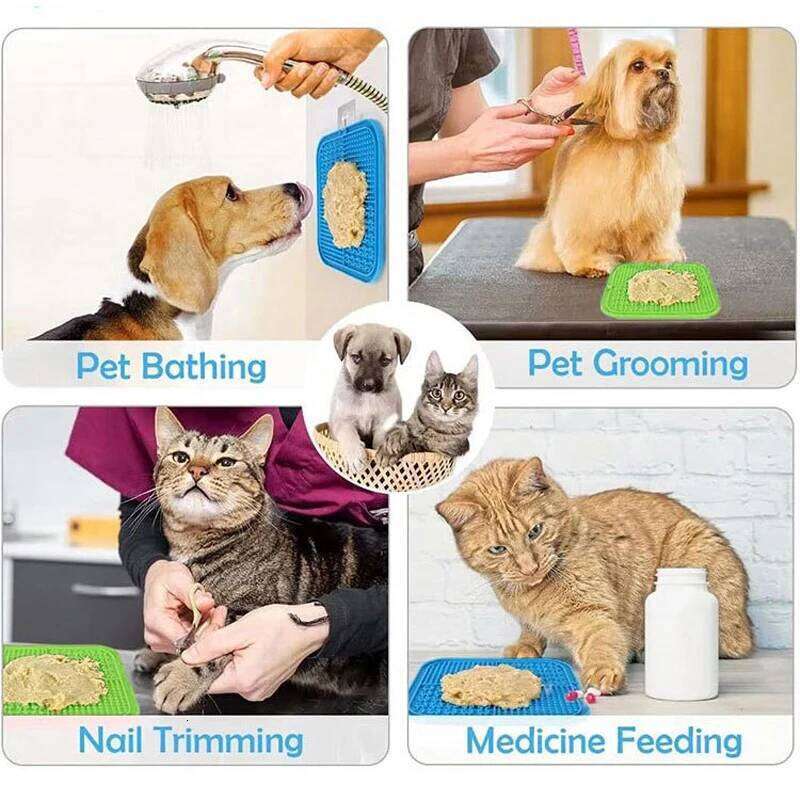 Pet Placemat Cat Slow Feeding Mat Dog Lick Mats Silicone Pets Eating Slowly Food Pad Cats Dogs Distracted Licking Plate Cutlery 26Y0326