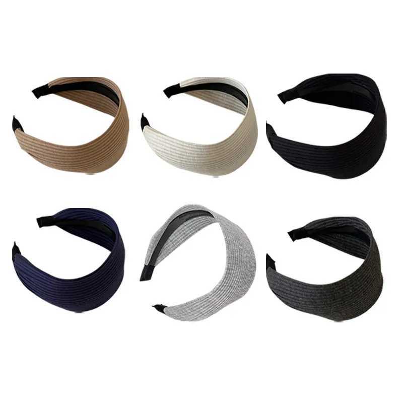 2026 Soft Wide Knitting Cotton Hairbands for Women Girls Korean Neutral Solid Turban with Teeth Head Band Headwear Accessories D260326