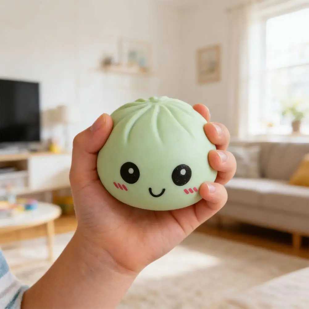Stress Relief Steamed Bun Toy Portable Travel Slow Rising Smiling Bun Sensory Toy Kids Adults Soft Stress Toy H260326