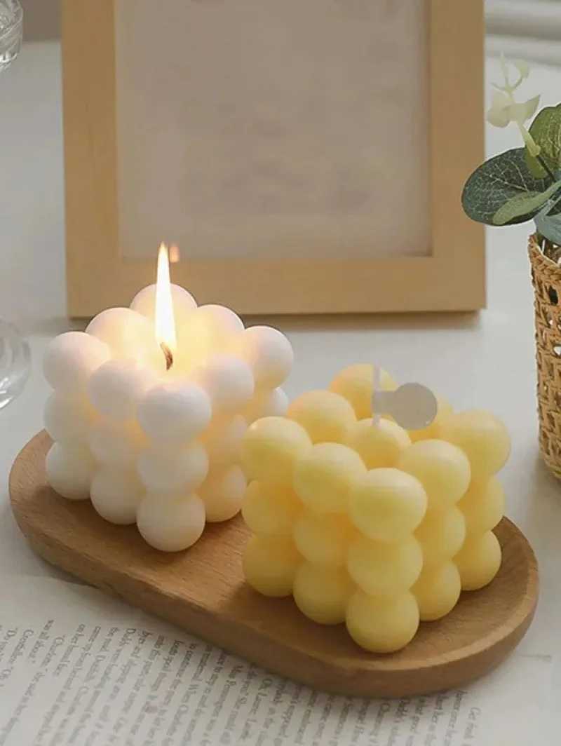 1pc Creative Ball-Shaped Soy Wax Magic Cube Aromatherapy Candle High-End Wedding Favor Gift Handmade Decorative Object H260326
