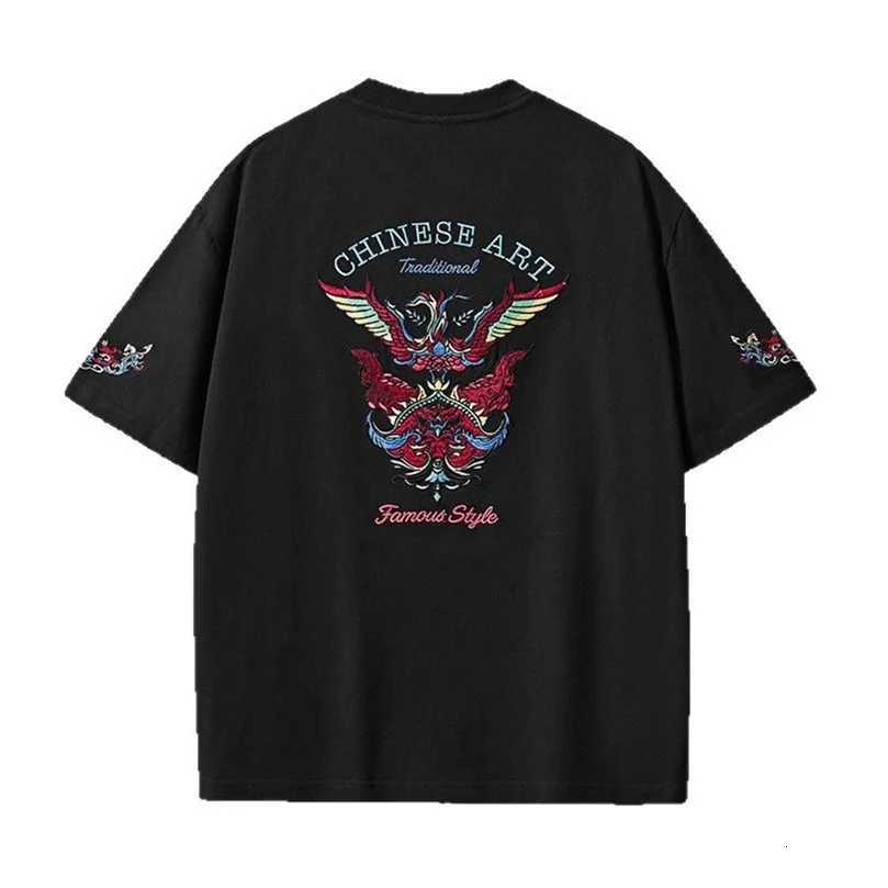 Summer Embroidery T-Shirt for Men New 260g Heavyweight Pure Cotton Short Sleeve Oversize Plus Size Mens Clothing D048 C260326