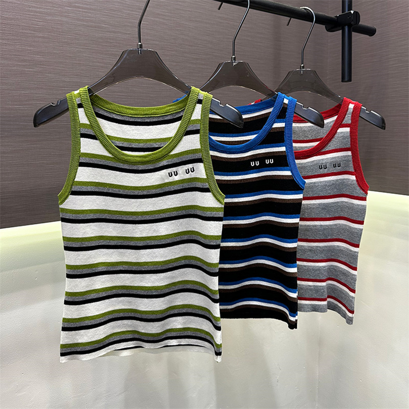 Women Vintage Striped Vest Brand Letter Tennis Sporty Tank Top Summer Outdoor Fitness Singlet