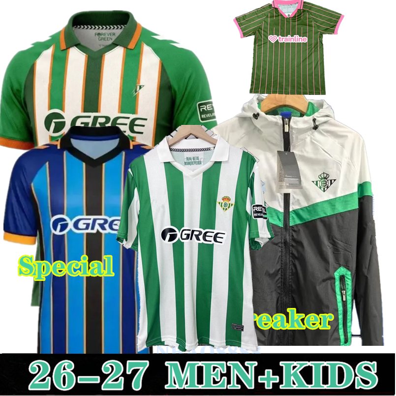 2026 windbreaker Real Betis kids and adult tracksuit jacket soccer jersey 25 26 tracksuit training Half pull long sleeve zipper sets kit 2026 Special Jerseys S-4XL