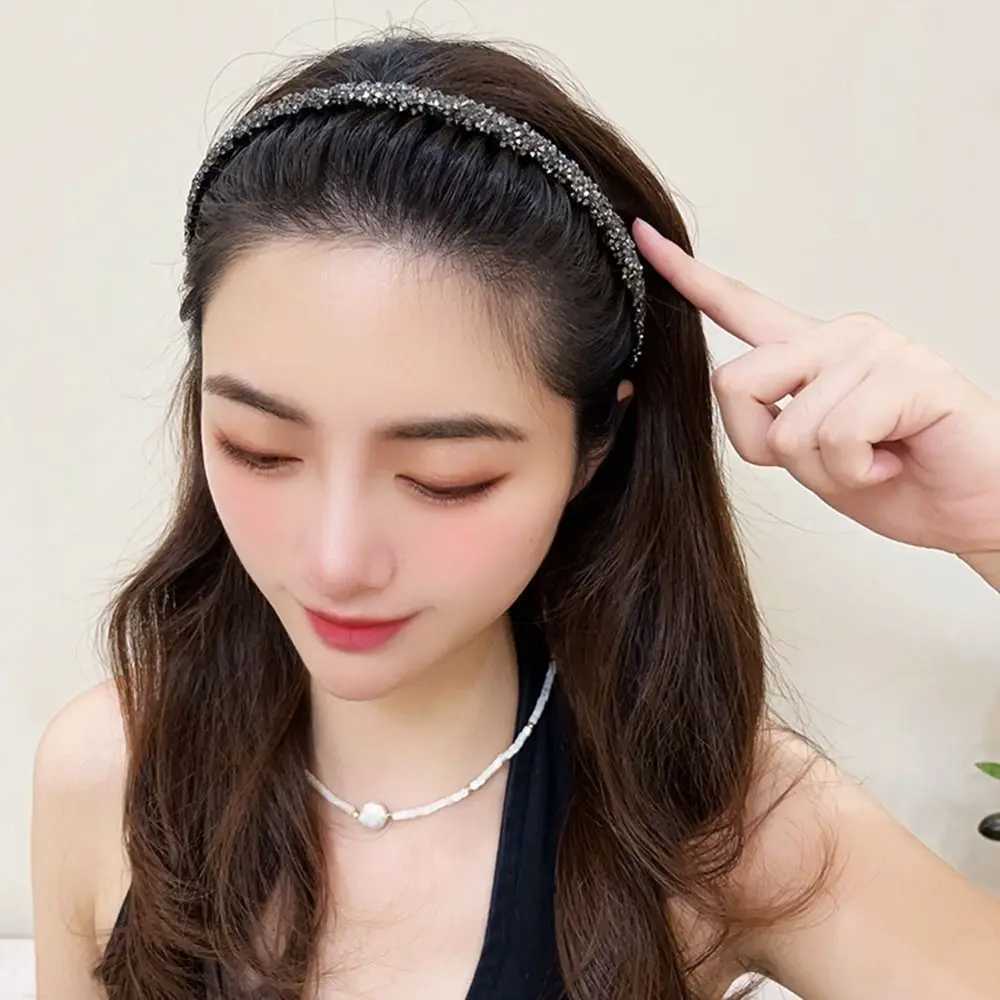 Plastic Rhinestone Headband Cute with Toothed Face Wash Diamond Hair Hoop Korean Style Make Up Hairband Non-slip D260326