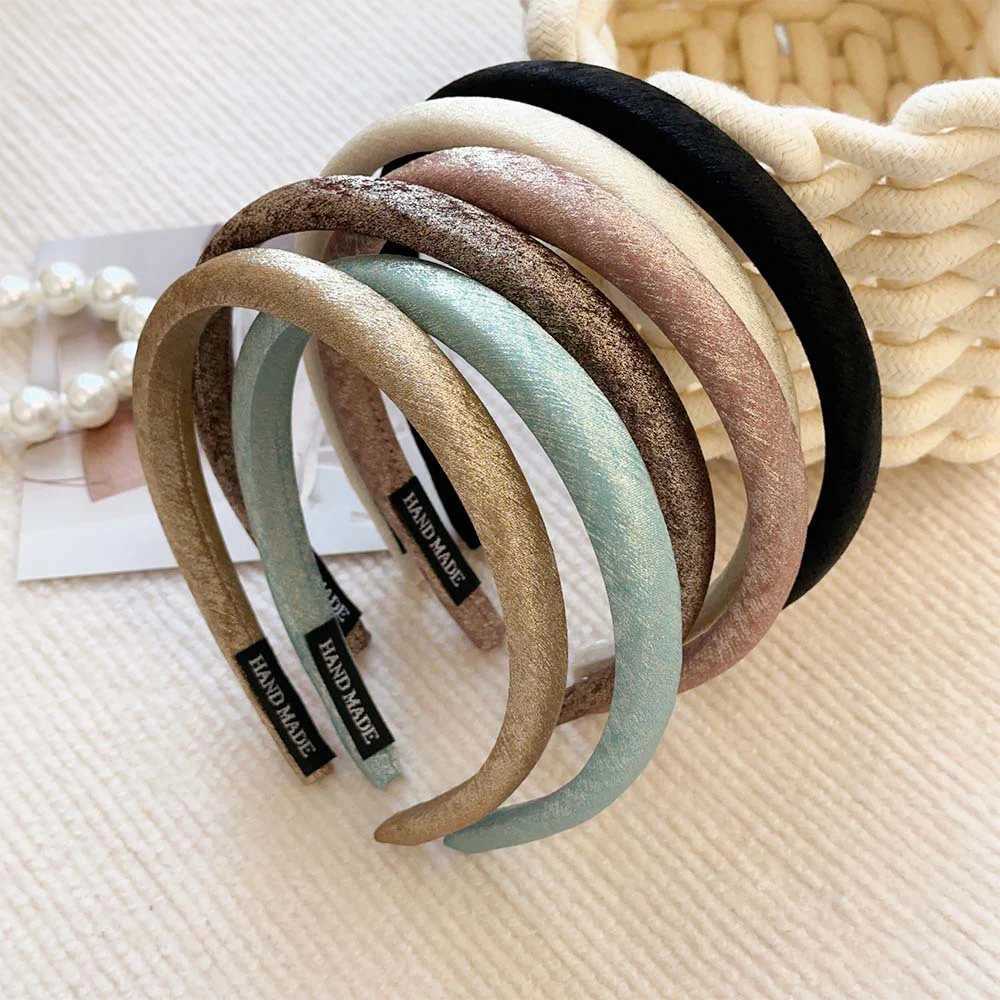 Fashion Korean Shiny Glossy Headbands For women satin silk Thin Sponge Hairband Bezel Girls Hair Accessories Simple Headwear D260326