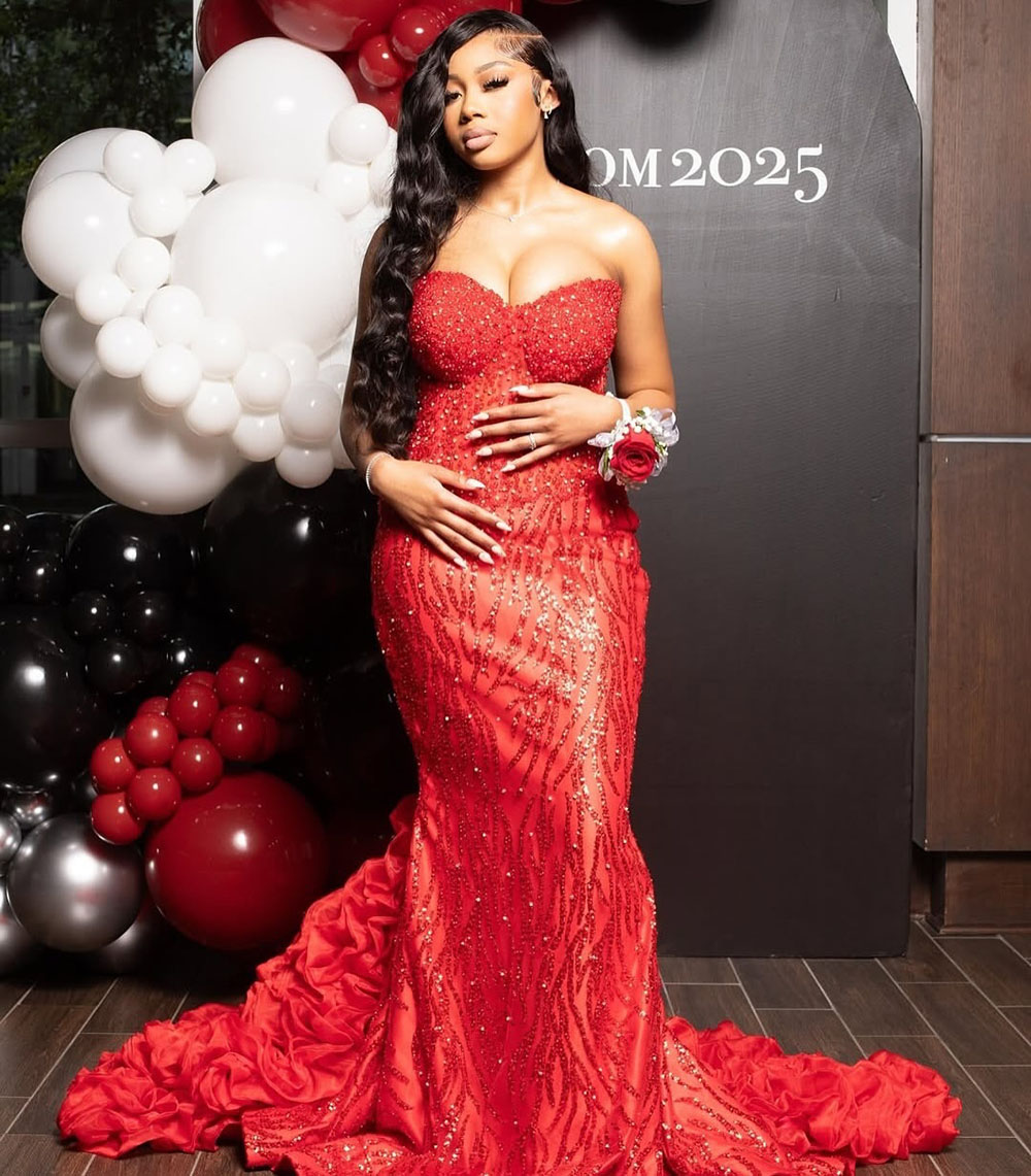 Elegant Red Prom Dresses 2026 With Ruffles Black Girls Mermaid Birthday Party Outfit Sequin Evening Dress Homecoming