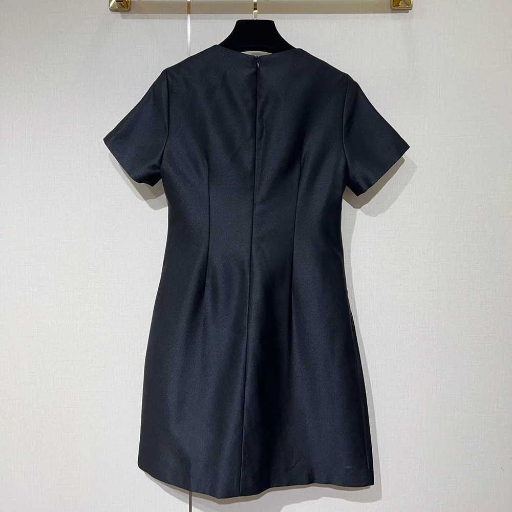 ZJYT Runway Fashion 2026 Spring Summer Dresses for Women Elegant Short Sleeve Beading Solid Pink Black Casual Party Dress Lady M260326