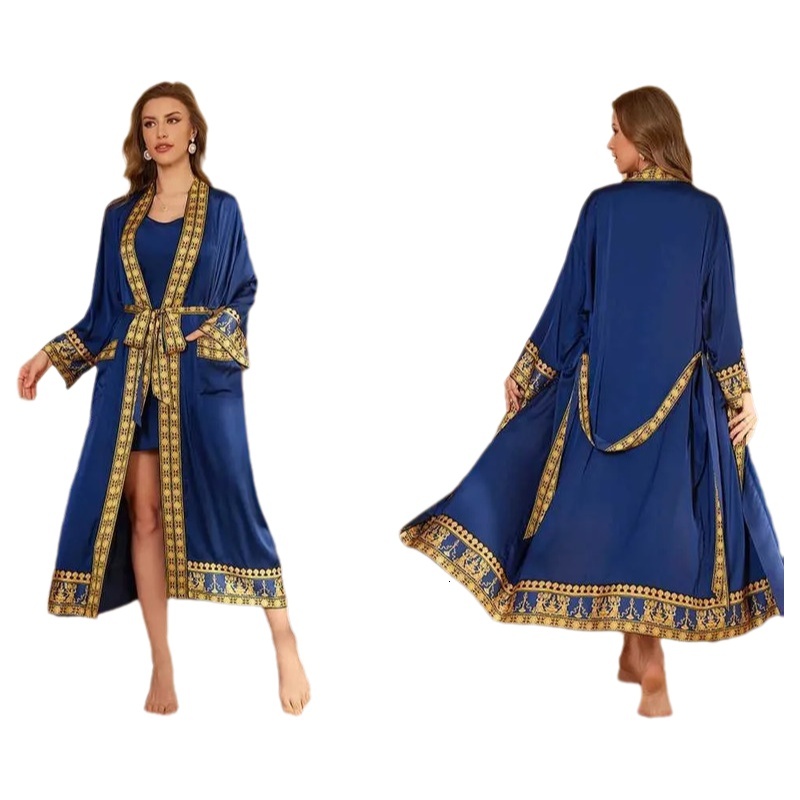 Multi Colors Sleeved Robe Pajama Womens Spring and Autumn Long Style Fashionable Printing Bathrobe