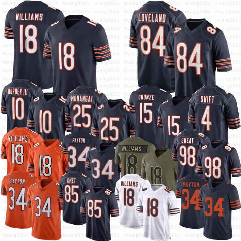 ChicagoS Caleb Williams BearsS jersey Luther Burden III Colston Loveland Bearsjersey Monangai Rome Odunze Kmet Hester Swift Payton Urlacher Football Jerseys