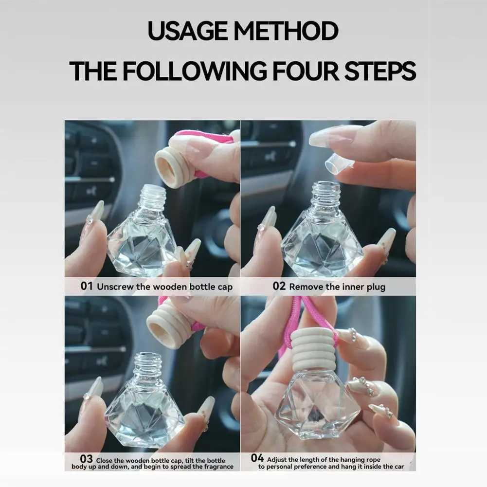Auto Aromatherapy Fragrance Pendent Bottle Perfume Diffuser Automotive Decoration Car Hanging Glass Bottle Empty Perfume H260326