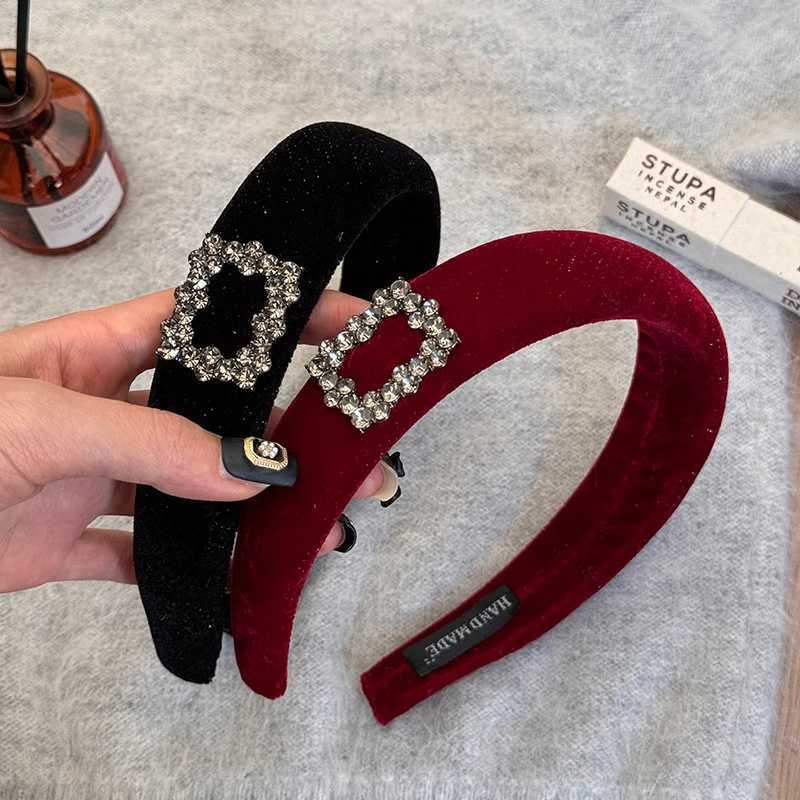 Korean Style Ladies Rhinestone Velvet Headband Female Face Wash Minimalist Hair Hoop Advanced Daily Headhoop Hair Accessories D260326