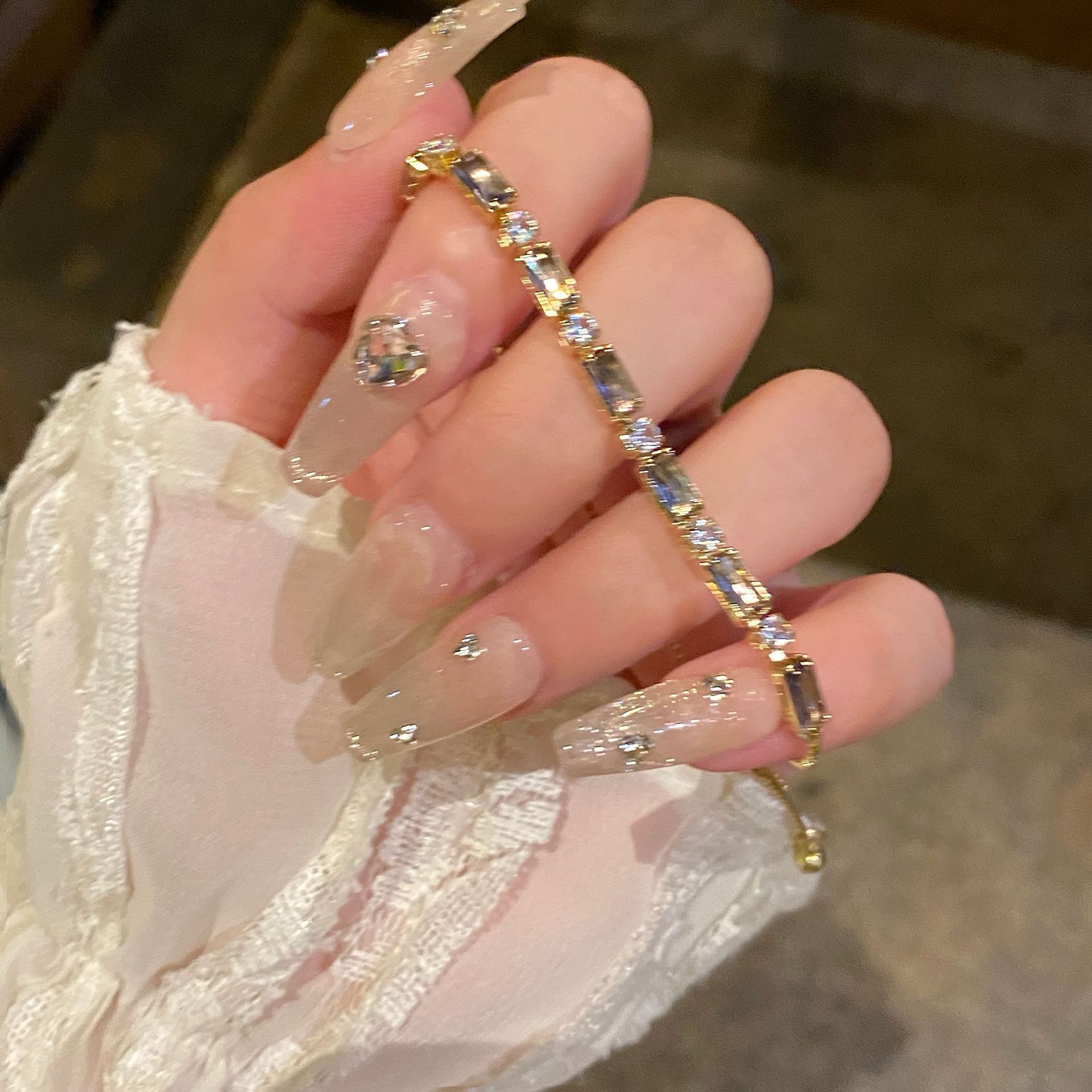 Designer Bracelet Korean-style Minimalist Zircon Square Bracelet Light Luxury Feel Adjustable Wristband Commuter Fashion Personalized Women's Jew - view 3