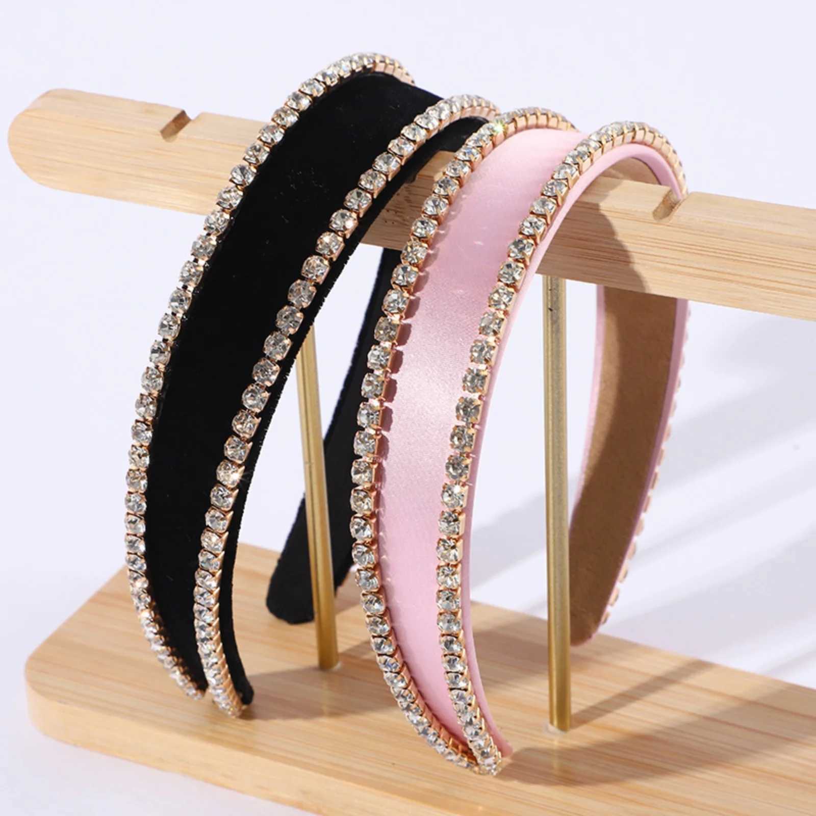1 PC Exquisite Rhinestone Velvet Wide-brimmed Headband Luxury Elegant High-end Hair Accessory for Women Volumizing Hair Hoop D260326
