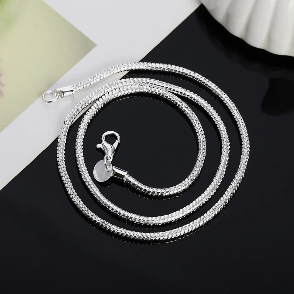 4075cm 925 Sterling Silver 1MM2MMM solid Snake Chain Necklace For Men Women Fashion Jewelry for pendant 260325