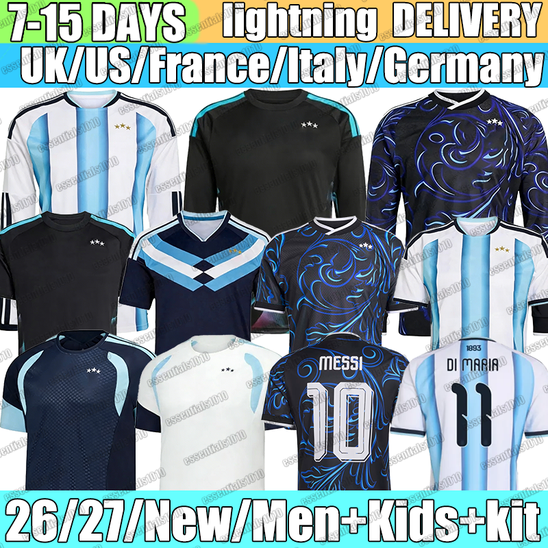 Argentina Soccer Jerseys MESSIS MAC ALLISTER E.MARTINEZ DE PAUL ROMERO Jerseys Mastantuono J. ALVAREZ DI MARIA E.FERNANDEZ 26 27 football shirt Fans Player Men kids kit