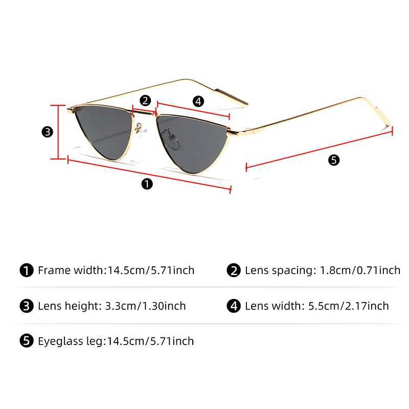 New Triangle Cat Eye Sunglasses Vintage Alloy Sun Glasses Women Unique Elegant black gold Shades Oculos Feminino 2024 Summer D260326
