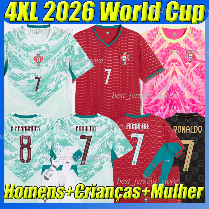 4XL 2026 PoRtUgAl CR7 soccer jerseys B.FERNANDES JOAO FELIX JOAO NEVES G.RAMOS F.CONCEICAO TRINCAO R.NEVES N.MENDES DALOT RUI SILVA men kids kits socks football shirts