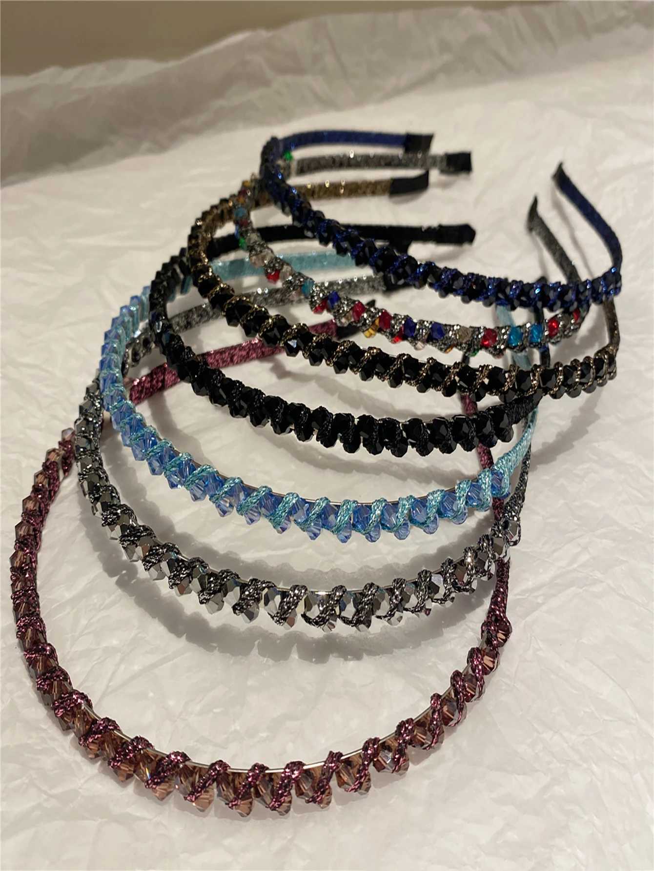 Korean Crystal Bezel Headwear Women Headband Girls Vintage Hair Bands Wide Hairband Hoop for Wedding Party Hair Accessories D260326