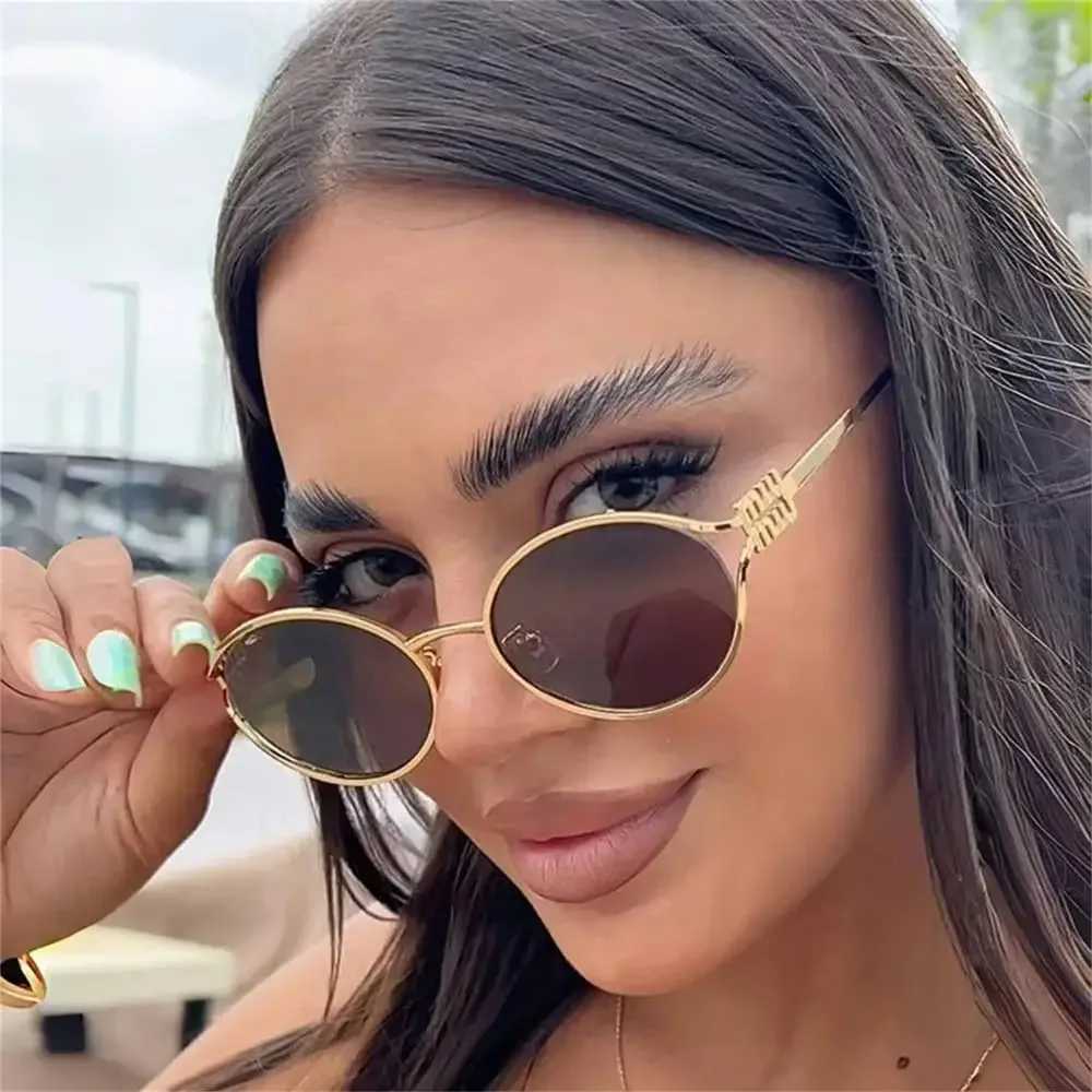 1Pc Trendy and Fashionable Metal Oval Frame Womens Sunglasses a Must-Have Fashion Accessory for Parties Beach Vacations D260326