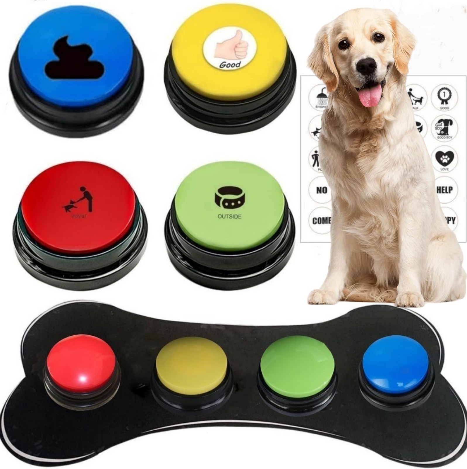 Dog Training Obedience Voice Recording Button Pet Toys Dog Buttons for Communication Pet Training Buzzer Recordable Talking Button Intelligence Toy 23