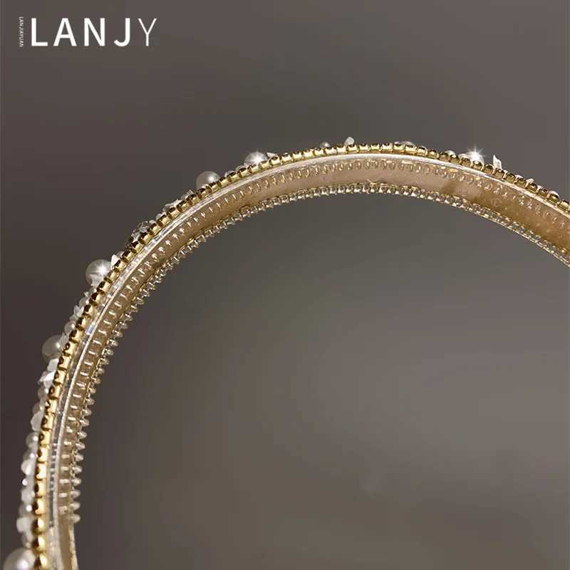 Hairband for women womens hair accessories bands slim design with gear and anti slip hairpin summer rhinestone pearl headband D260326