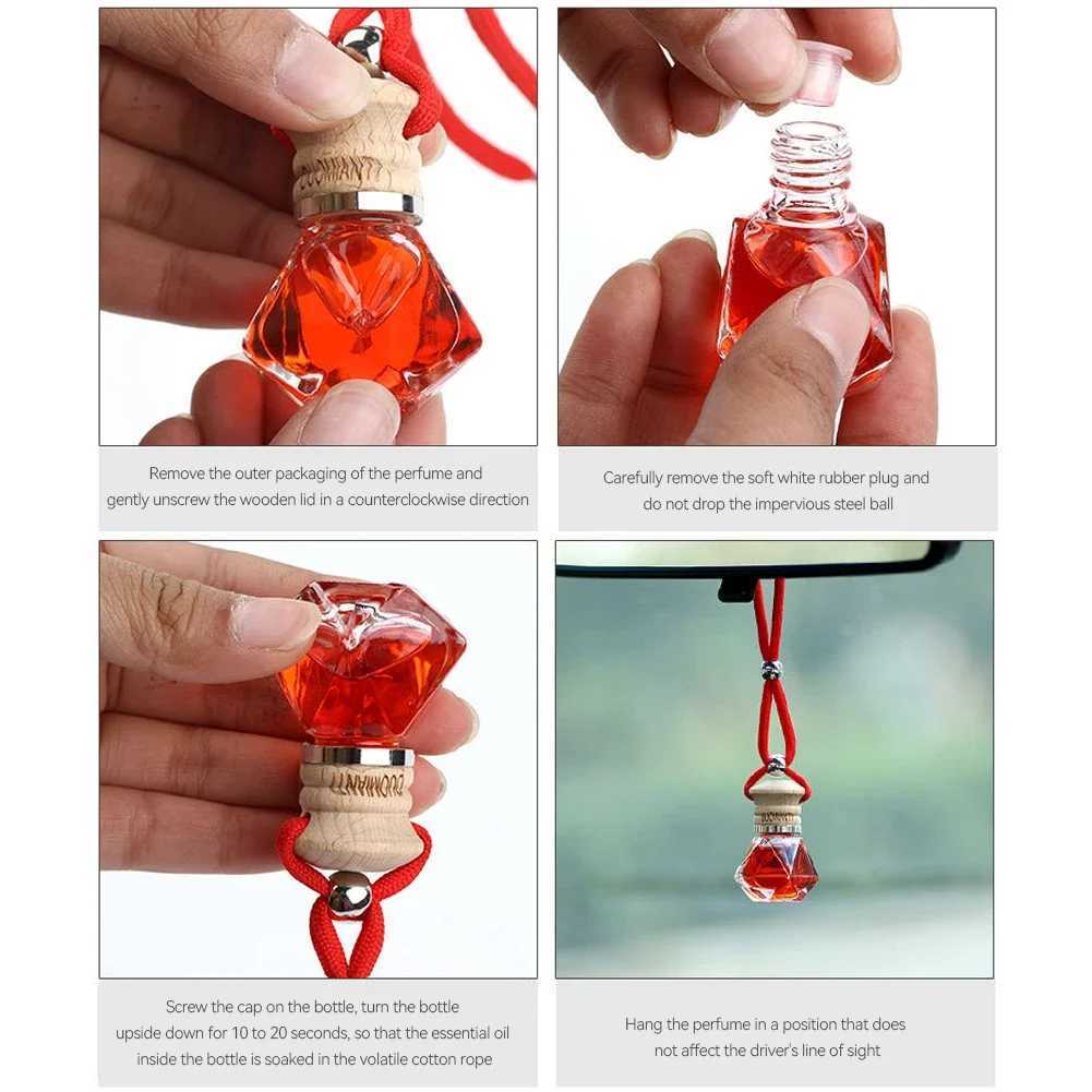 7ml Car Hanging Bottles Perfume Aromatherapy Refillable Air Freshener Diffuser Oil Fragrance Bottle Vehicle Auto Sapper Pendant H260326