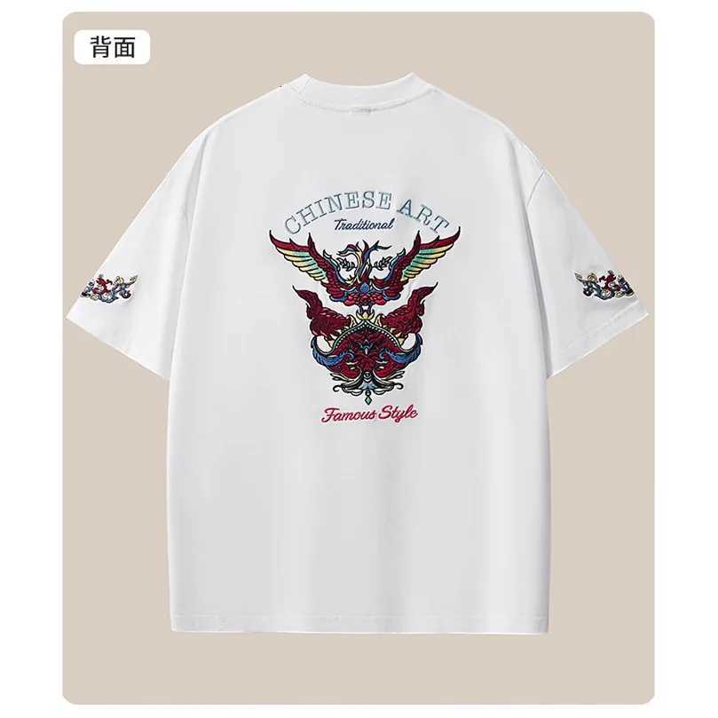 Summer Embroidery T-Shirt for Men New 260g Heavyweight Pure Cotton Short Sleeve Oversize Plus Size Mens Clothing D048 C260326